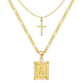 Cross Initial Necklace Set | Gold