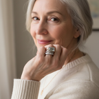 Elizabeth | Vintage Silver Turquoise Glass Ring Set