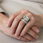 Elizabeth | Vintage Silver Turquoise Glass Ring Set