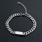 Cuban Chain Tag Bracelet | White Gold
