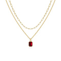 Paperclip Layered Ruby Necklace | Gold