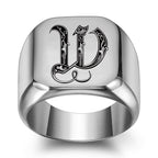 Classic Noble Initial Ring | White Gold