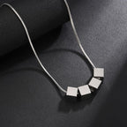 Zaylen Cube Line Necklace | White Gold