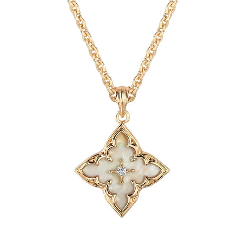 Blue Clover Pendant Necklace | Gold
