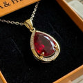 Ruby Teardrop Pendant Necklace | Gold