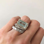 Elizabeth | Vintage Silver Turquoise Glass Ring Set