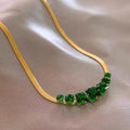 Vintage Gold Green Gemstone Statement Necklace