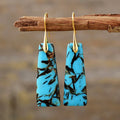 Blue Aragonite Trapezoid Drop Earrings